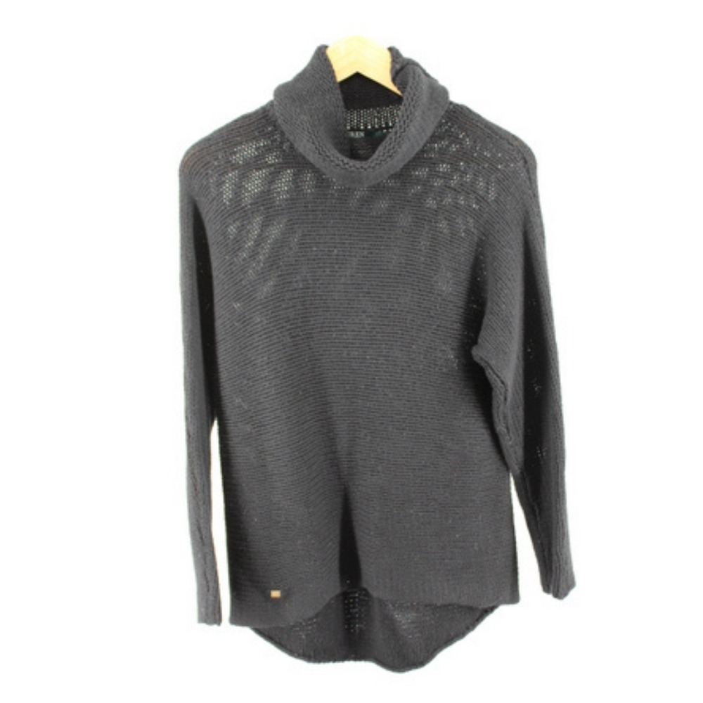 Lauren Ralph Lauren LRL Womens Black Cowl Neck Knit Sweater Pullover Size M‎
